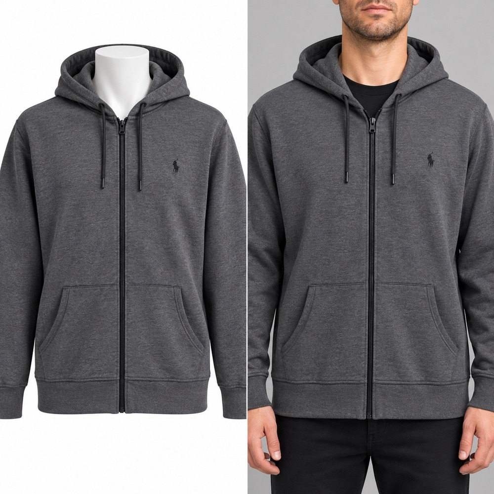 Polo Ralph Lauren Zip Hoodie Mens XXL Gray Performance Solid Embroidered Pony